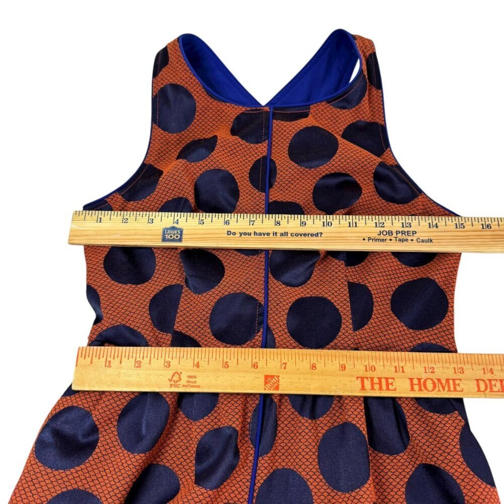 Anthropologie Maeve Polka Dot Dress Size 2 Orange Navy Open Back - Picture 10 of 10